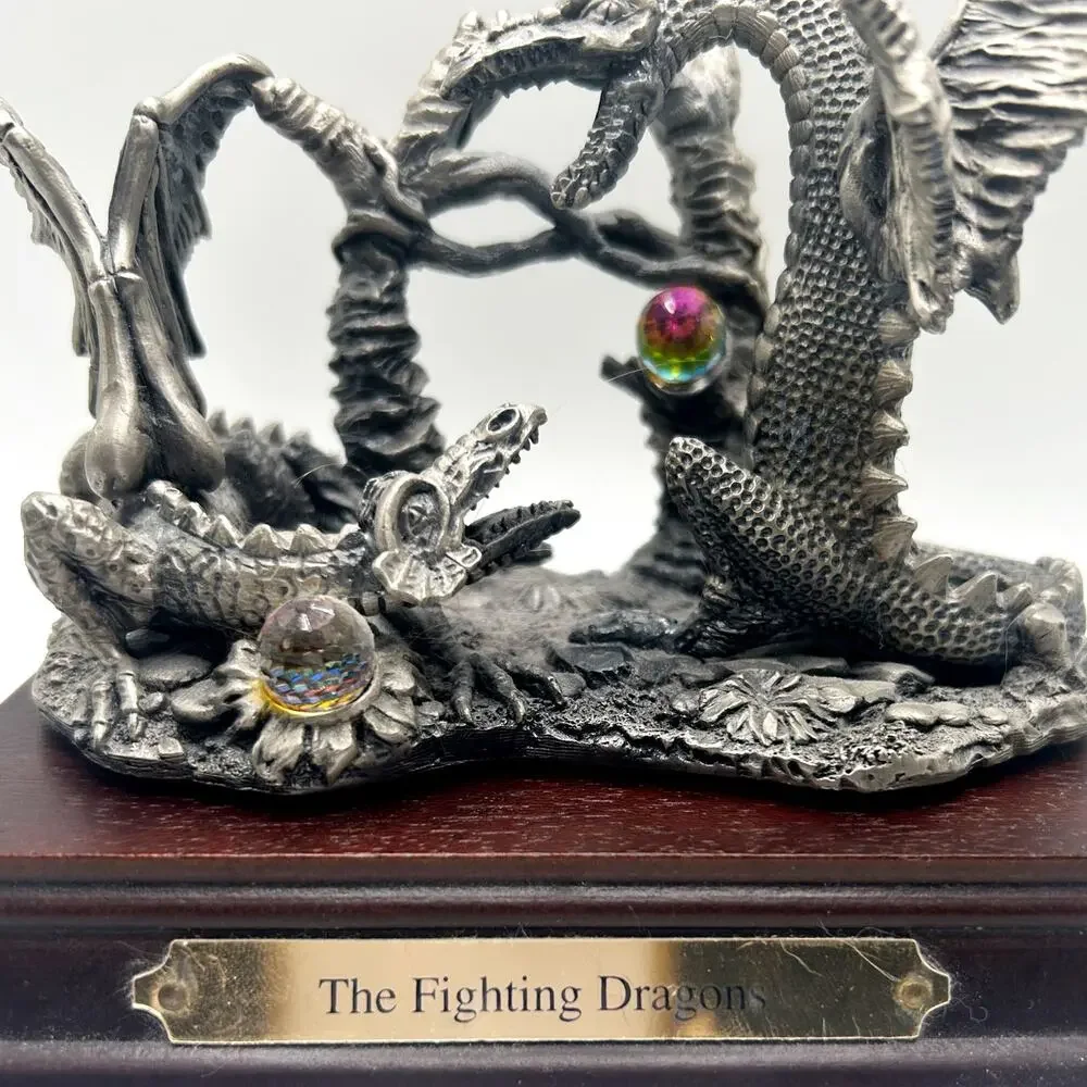 Rare VNTG The Fighting Dragons Pewter Statue by AG Slocombe #3320 Tudor Mint EUC - Picture 4 of 7